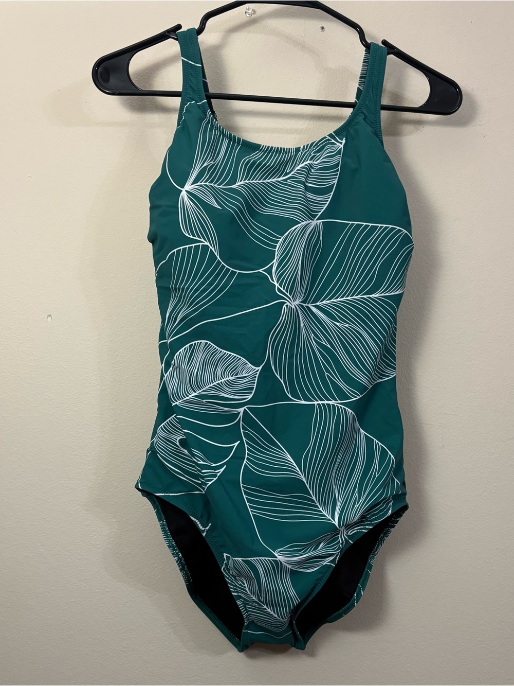 Gottex Natural Essence Square Neck One Piece Swimsuit womens 12 green white leaf